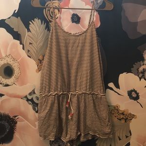 Grey & white striped romper